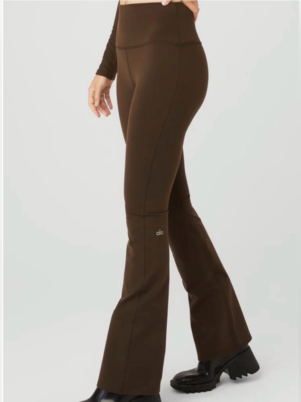 Alo Yoga Brown Airbrush Bootcut Flare High Waist Leggings - Picture 1 of 9